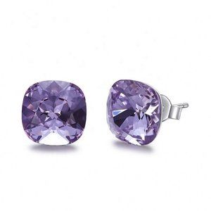 Silver Studs 10 mm Made with Amethyst